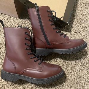 Maroon combat boots